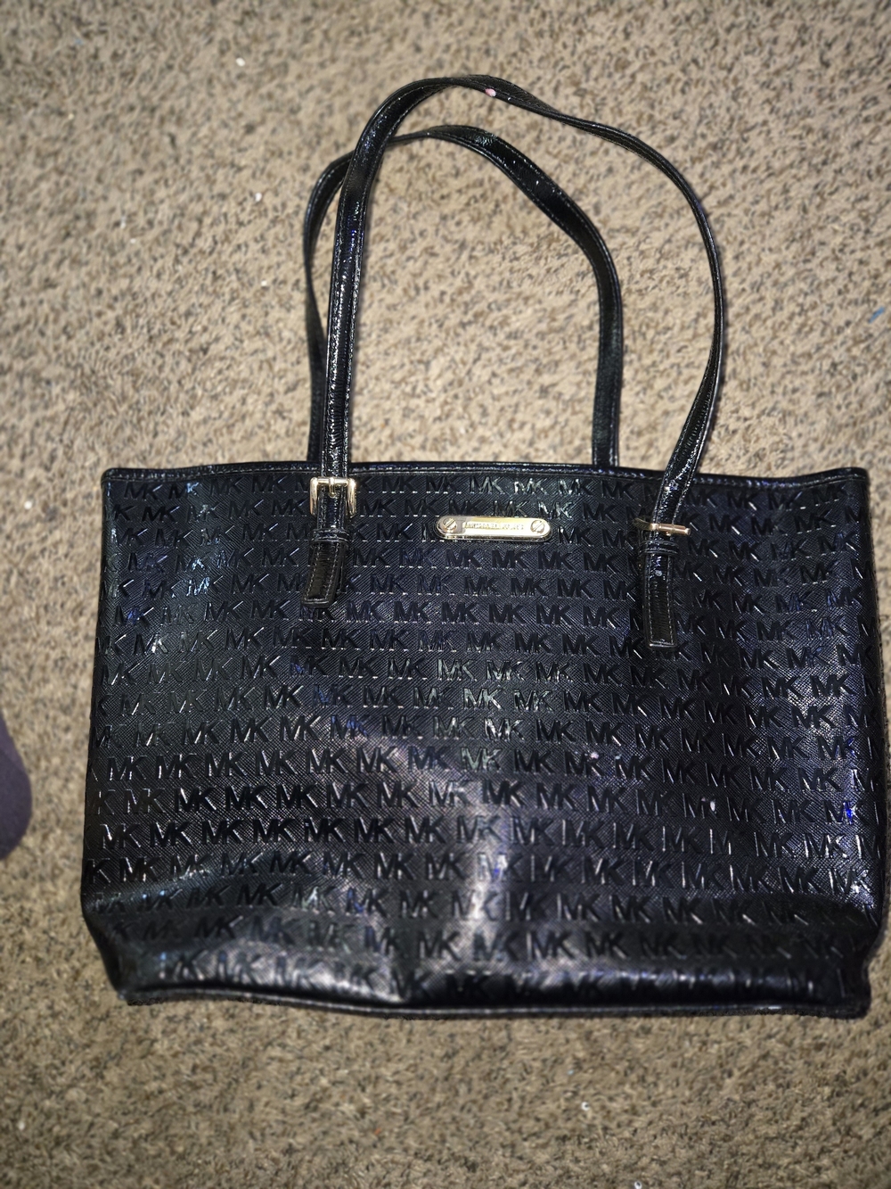 Michael Kors Black Patent MK Logo Tote